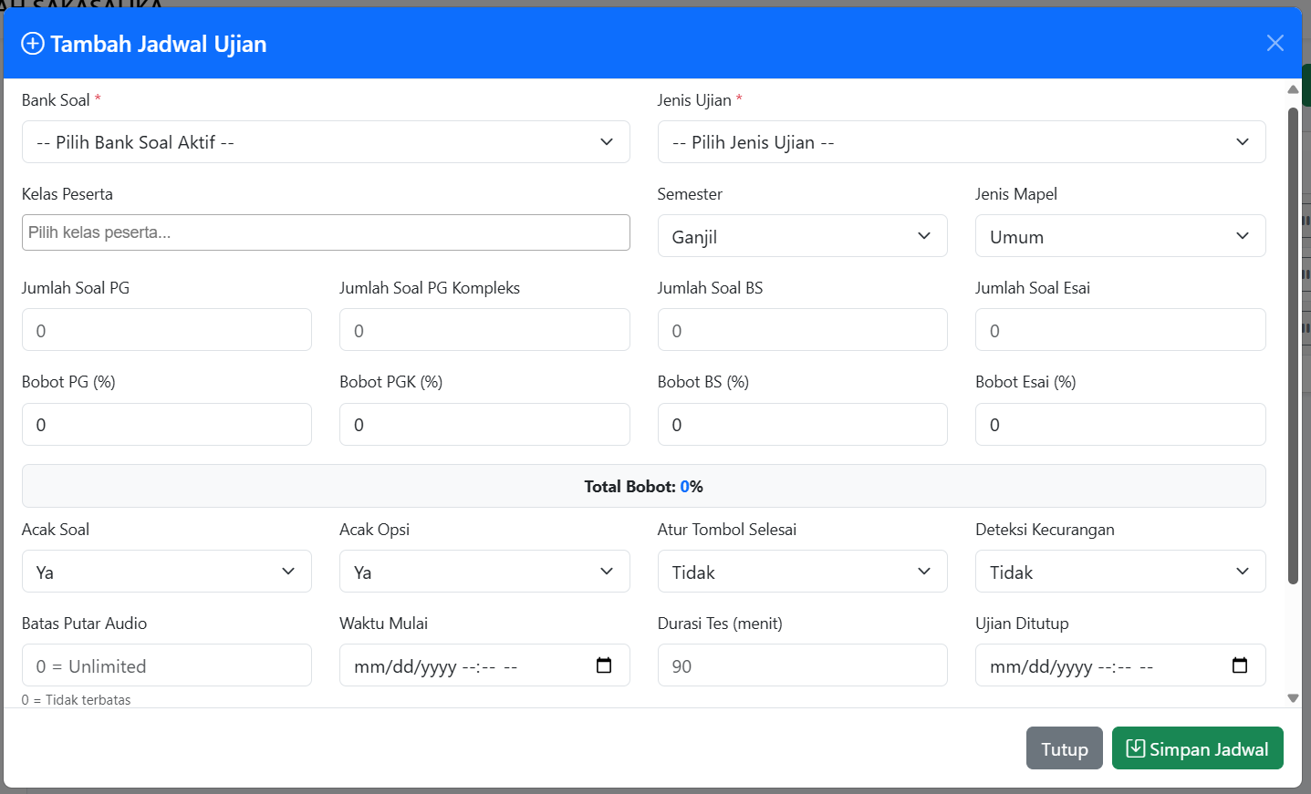 Penjadwalan ujian yang pleksibel